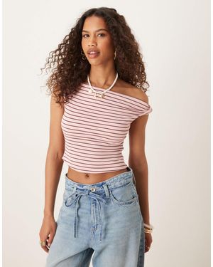 ASOS Twist Shoulder Bardot Top - Red