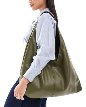 Pull&Bear Shopper Extra Larga Kaki - Verde
