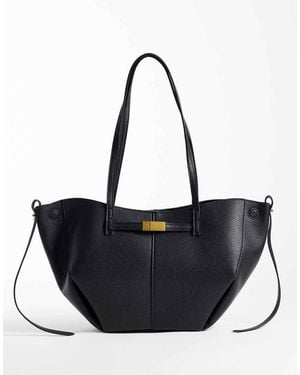 Gina Tricot Long Strap Tote Bag With Buckle Detail - Black