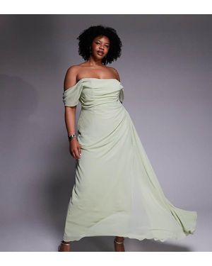 ASOS Asos Design Curve Georgette Bardot Bridesmaids Dress - Multicolour