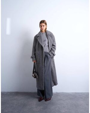 TOPSHOP Abrigo Largo Cómodo Sin Forro De Tejido Cepillado Suave De - Azul