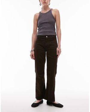 Mango Alex Cropped Kick Flare Front Pocket Jeans - Brown