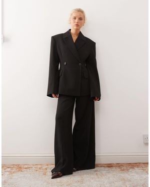 Weekday Premium Co-Ord Flared Tailored Pants With Front Pleats - Black