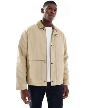 Only & Sons Cord Collar Padded Coach Jacket - Natural