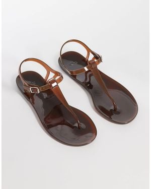 Mango Toe Post Jelly Sandal - Brown