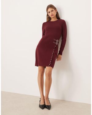 Never Fully Dressed Stud Knitted Mini Dress - Red