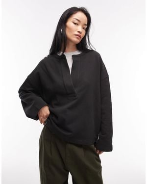 ARKET Pure Cotton V-neck Sweatshirt - Black