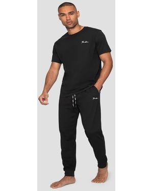Threadbare 'Elton' Cotton Blend Jersey Pyjama Set - Black