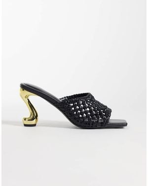 JW PEI Hannah Woven Heel Mules - Black