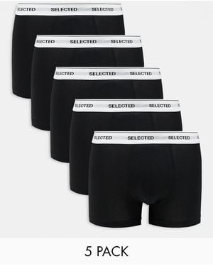 SELECTED Confezione Da 5 Boxer Aderenti Neri Con Fascia - Nero