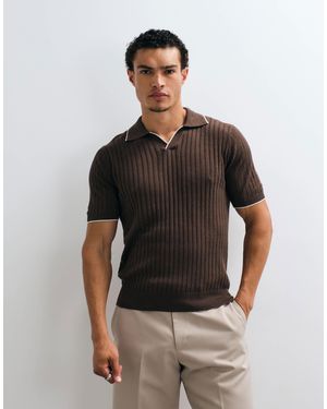 Mango Short Sleeve Polo Top - Black