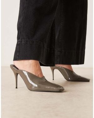 ASOS Mules Grises De Tacón Alto Con Puntera Cuadrada Pablo Ultimate De - Negro