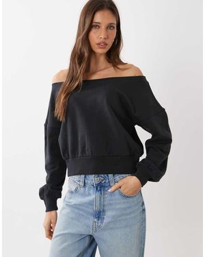 Cotton On Sudadera Holgada Con Escote Bardot - Negro