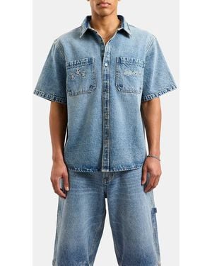AVX Cruise Denim Short Sleeve Shirt - Blue
