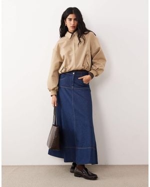 ASOS Drop Waist Denim Circle Skirt - Blue