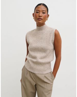 Pretty Lavish – hochgeschlossener, ärmelloser strickpullover - Natur