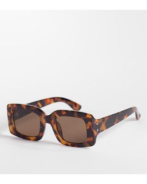 Kaiia Exclusive Chunky Rectangle Sunglasses - Brown