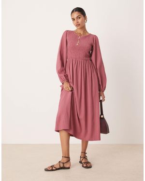Threadbare Puff Sleeve Mini Dress With Shirring - Pink