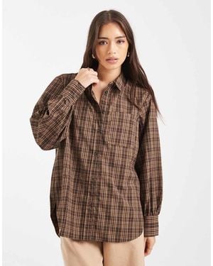 New Look Check Long Sleeve Shirt - Brown