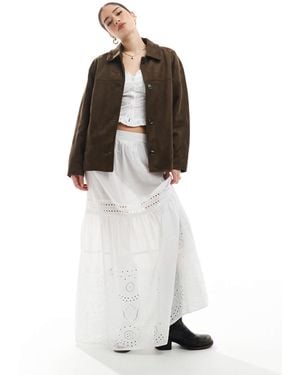 Pull&Bear Faux Suede Pocket Detail Jacket - White