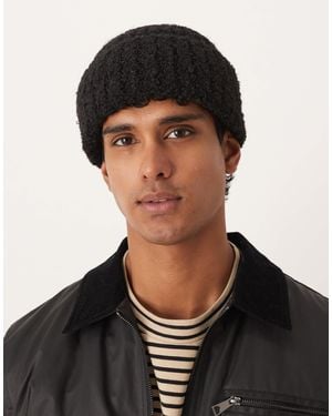 ASOS Knitted Rib Boucle Beanie - Black