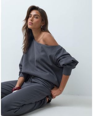 ASOS Interlock Slash Neck Top - Blue