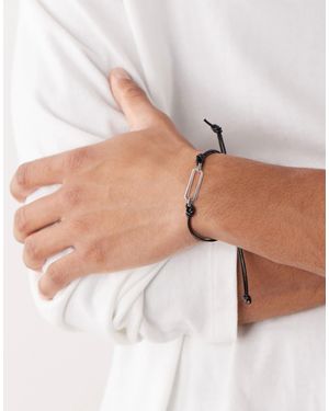 FADED FUTURE Bracelet macramé en cuir - noir et - Blanc