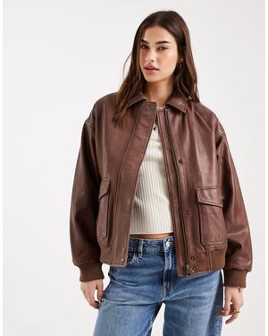 Levi's – vintage-dad-jacke aus leder - Braun