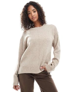 Pieces Seam Detail Knitted Jumper - Natural