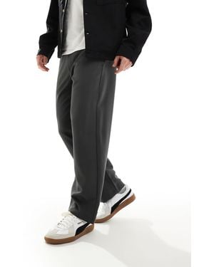 Bershka Wide Leg Tailored Trouser - Black