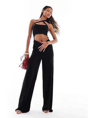 ASOS Asym Strap Detail Cut Out Jumpsuit - Black