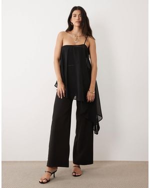 Kaiia Exclusive High Waisted Tailored Wide Leg Pants Co-Ord - Black