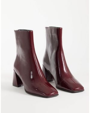 ASOS Rafe bottines à talon carré en bordeaux - Rouge
