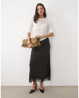 Jdy Lace Trim Satin Maxi Skirt - White