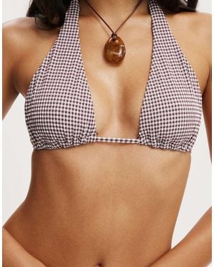 Cotton On High Apex Slider Triangle Bikini Top - Brown