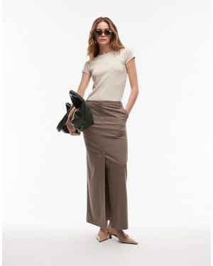 ASOS Tailored Pencil Midi Skirt With High Split - White