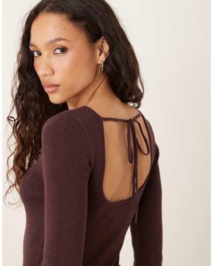 ASOS Knitted Tie Back Fine Gauge Top - Brown