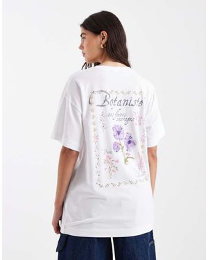 New Look 'botaniste' Floral Printed Oversized Tee - White