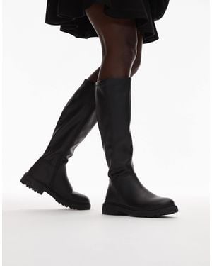 New Look Faux-leather Chunky Knee Boots - Black