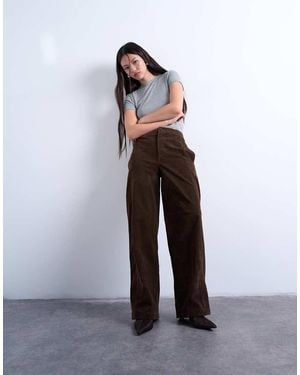 TOPSHOP Faux Suede Wide Leg Trouser With Seam Detail - White