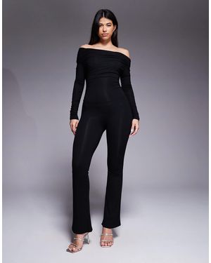 Oh Polly Erisen Stretch Jersey Off Shoulder Straight Leg Jumpsuit - Blue