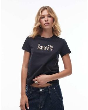 Levi's Perfect T-Shirt With Leopard Logo - Blue