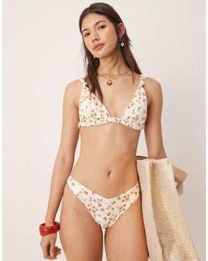Gina Tricot Triangle Bikini Top With Wide Straps - Natural