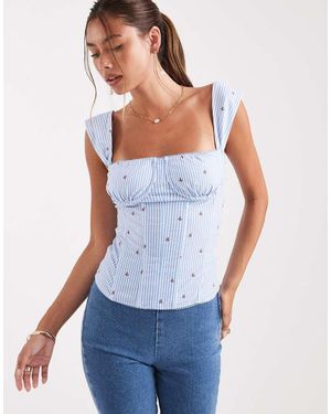 WeWoreWhat Korsettop Met Gerimpelde Cups - Blauw