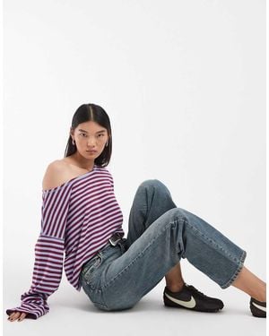Hollister Slouchy Off Shoulder Top - Blue