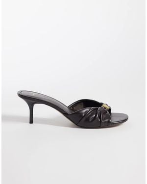 Mango Heeled Mule With Ruched Detail - Natural