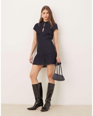 Motel Manama Chambray Mini Denim Dress - Blue