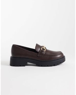 London Rebel peggy Metal Trim Chunky Loafers - Black