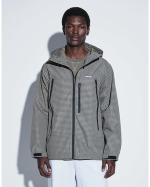 Obey Checked Zip Through Hooded Jacket - Grey