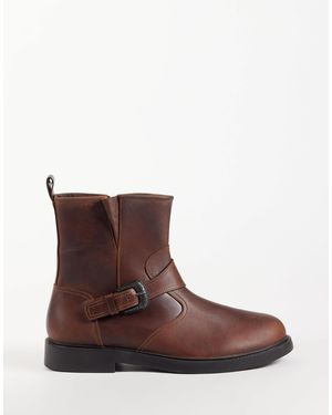 ASOS Zip Up Boots With Western Buckle Detailing - Brown